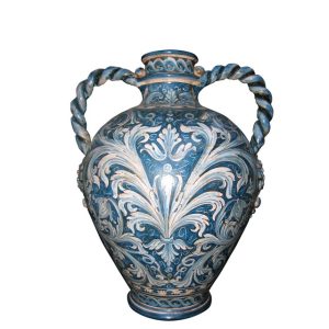 Orcio c/manici treccia h 45 ornato mono blu