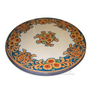 Tavolo in pietra lavica quadrato 70x70 decoro girasoli (c/piede articolo 109/a)