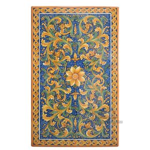 Tavolo in pietra lavica rettan. 60x120 ornato calatino (c/piede articolo 111)