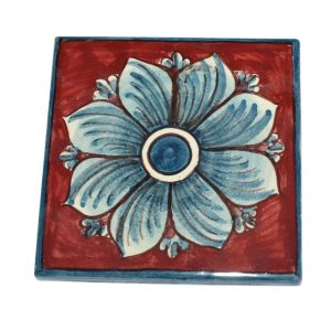 Mattonella liscia 15x15 rosone blu/bordeaux