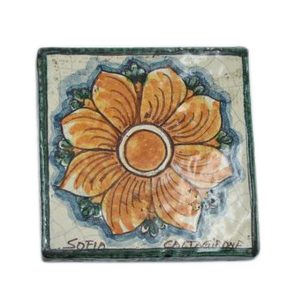 Mattonella liscia 15x15 rosone tricolore