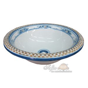 Lavabo da incasso Ø 40 s. d'arte blu/arancio