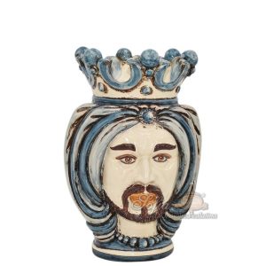 Testa h 25 turbante mono blu maschio bianco