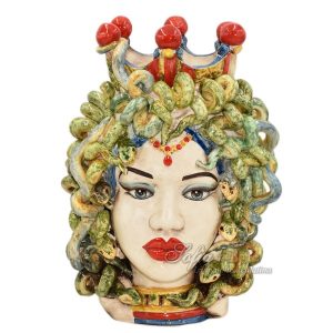 Testa h 40 medusa c/corona madreperla colorato c/espressione labbra rosse
