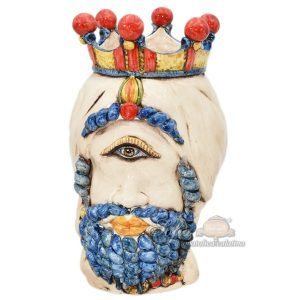 Testa h 40 polifemo madreperla colorato c/espressione labbra arancio