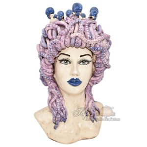 Testa h 55 mezzo busto tritone madreperla colorato mono glicine bocca blu c/espressione femmina