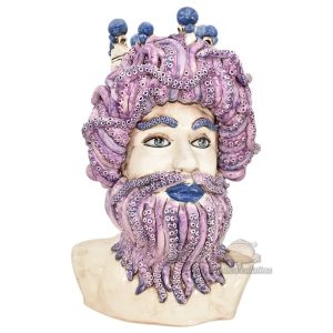 Testa h 50 mezzo busto tritone madreperla colorato mono glicine bocca blu c/espressione maschio