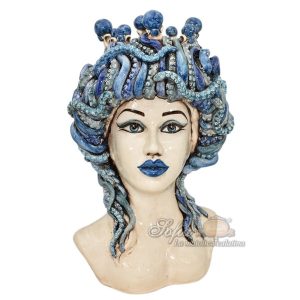 Testa h 55 mezzo busto tritone madreperla colorato mono blu c/espressione labbra blu femmina