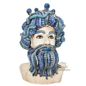 Testa h 55 mezzo busto tritone madreperla colorato mono blu c/espressione labbra blu maschio