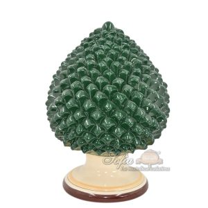Pigna artigianale h 25 verde antico/arancio