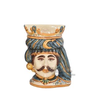 Applique a testa di moro h 20 blu/arancio maschio bianco