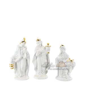 Set natività re magi 3 pezzi h 20 white/gold