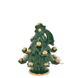 Albero di natale 1°M h 12 verde antico/palline oro