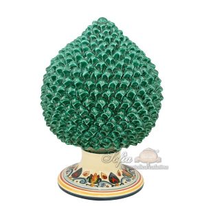 Pigna artigianale h 30 decoro sicily verde smeraldo