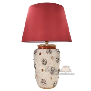 Lume rosone h 40 madreperla antichizzato oro lustri (h72 c/paralume Ø45)