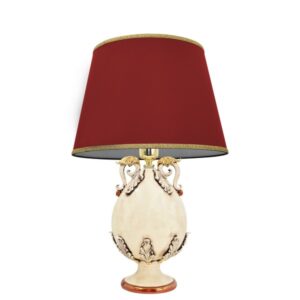 Lume a uovo h 25 plastico sofia madreperla antichizzato oro e lustri (h47 c/paralume Ø30)