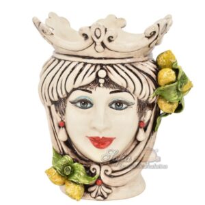 Testa h 25 limoni gialli madreperla colorato c/espressione femmina