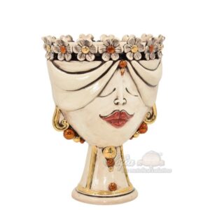 Testa h 30 zahira c/fiori madreperla antichizzato oro e lustri femmina