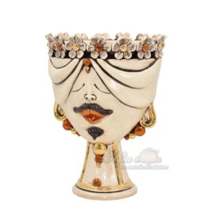 Testa h 30 zahira c/fiori madreperla antichizzato oro e lustri maschio