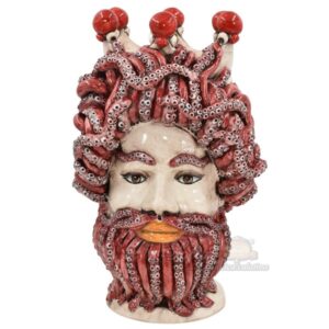 Testa h 42 tritone c/corona rossa madreperla colorato mono bordeaux c/espressione labbra arancio maschio bianco