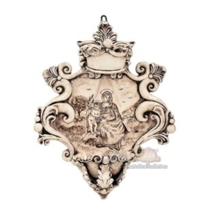 Acquasantiera grande appl 25x35 madonna valderice madreperla antichizzato