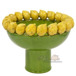 Alzata limoni gialli c/piede retto Ø 33 2°M verde foglia