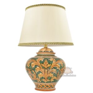 Lume palla h 25 ornato fondo verde (h52 c/paralume Ø35)