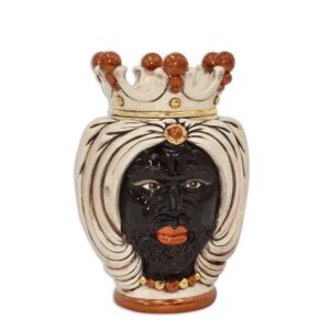 Testa h 25 turbante madreperla antichizzato oro e lustri maschio moro