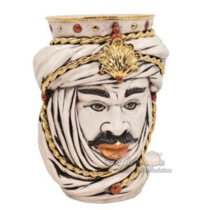 Testa h 40 tuareg corona liscia madreperla antichizzato oro e lustri maschio bianco