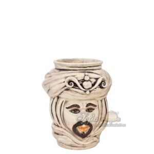 Testa h 20 tuareg corona liscia madreperla antichizzato c/espressione maschio bianco