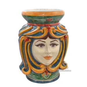 Testa a pouf h 60 blu/arancio/rosso femmina