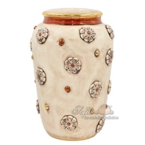 Vaso con rosone h 37 madreperla oro e lustri