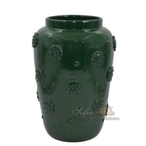 Vaso con rosone h 37 verde antico