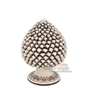 Pigna artigianale h 25 madreperla antichizzato c/piede decoro sicily