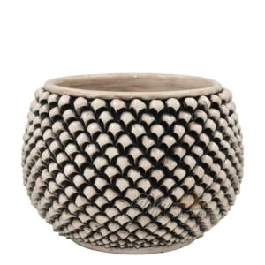 Vaso mezza pigna s/piede Ø 30 madreperla antichizzato