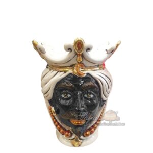 Testa h 25 c/perline madreperla antichizzato oro e lustri maschio moro