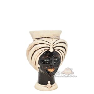 Testa h 16 corona liscia tuareg madreperla antichizzato c/espressione maschio moro - Bomboniera