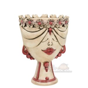 Testa h 30 zahira c/fiori madreperla colorato mono bordeaux femmina