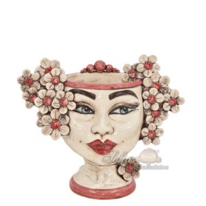 Testa h 20 c/fiori c/espressione madreperla colorato mono bordeaux femmina