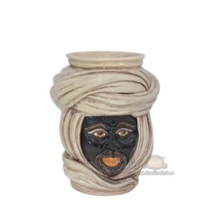 Testa h 20 tuareg corona liscia madreperla antichizzato c/espressione maschio moro