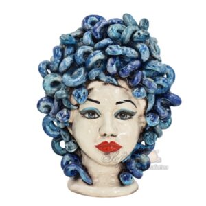 Testa h 30 medusa piena madreperla antichizzato mono blu labbra rosse