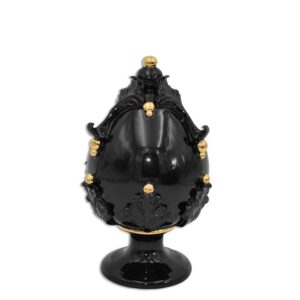 Uovo c/piede h 25 plastico sofia black and gold