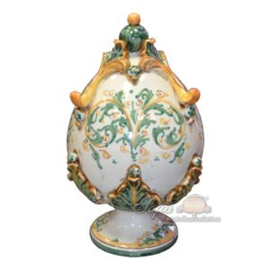 Uovo c/piede h 25 plastico sofia verde/arancio