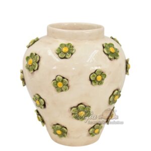 Vaso boccia c/fiori h 27 madreperla colorato