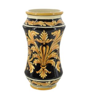 Vaso albarello h 30 ornato fondo nero