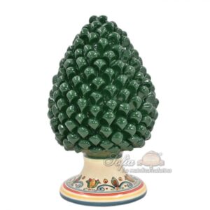 Pigna artigianale h 35 decoro sicily verde antico