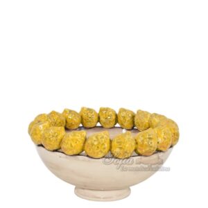 Centrotavola limoni gialli con piede basso 1°M Ø 23 madreperla colorato
