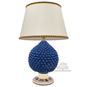 Lume pigna artigianale h 30 decoro sicily blu intenso (h57 c/paralume Ø40)