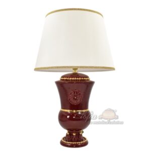 Lume a calice h 35 s/manici bordeaux e oro (h63 c/paralume Ø40)