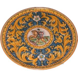 Piatto Ø 43 c/cavaliere ornato fondo blu